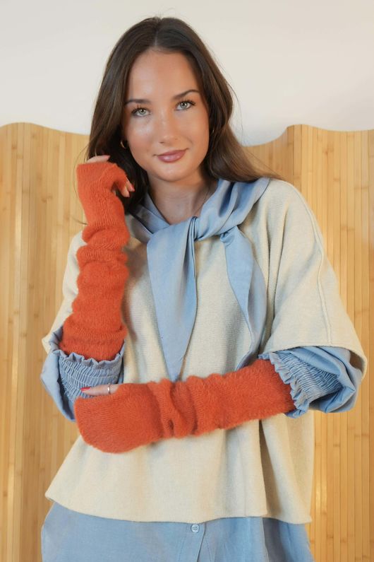 Claudia Fingerless Arm Warmer Gloves Marmalade /24=